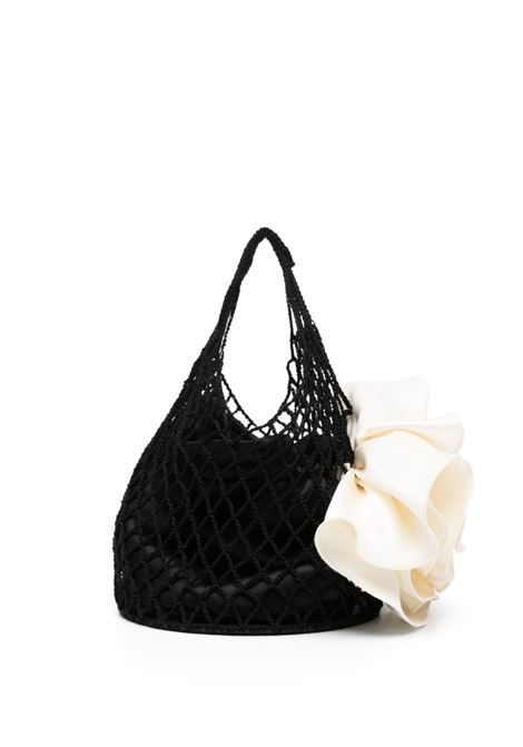 Borsa a mano devana con fiore in nero e beige - MAGDA BUTRYM donna